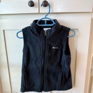 Columbia Gray Fleece Vest with Stand Collar